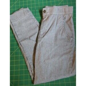 Hollister Womens High Waist Cropped Trousers White & Navy Striped Size XS